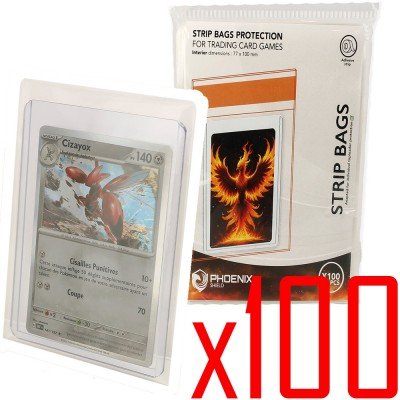 Protection carte - Phoenix Shield - STRIP BAGS pour Toploader - Transparent (x100)